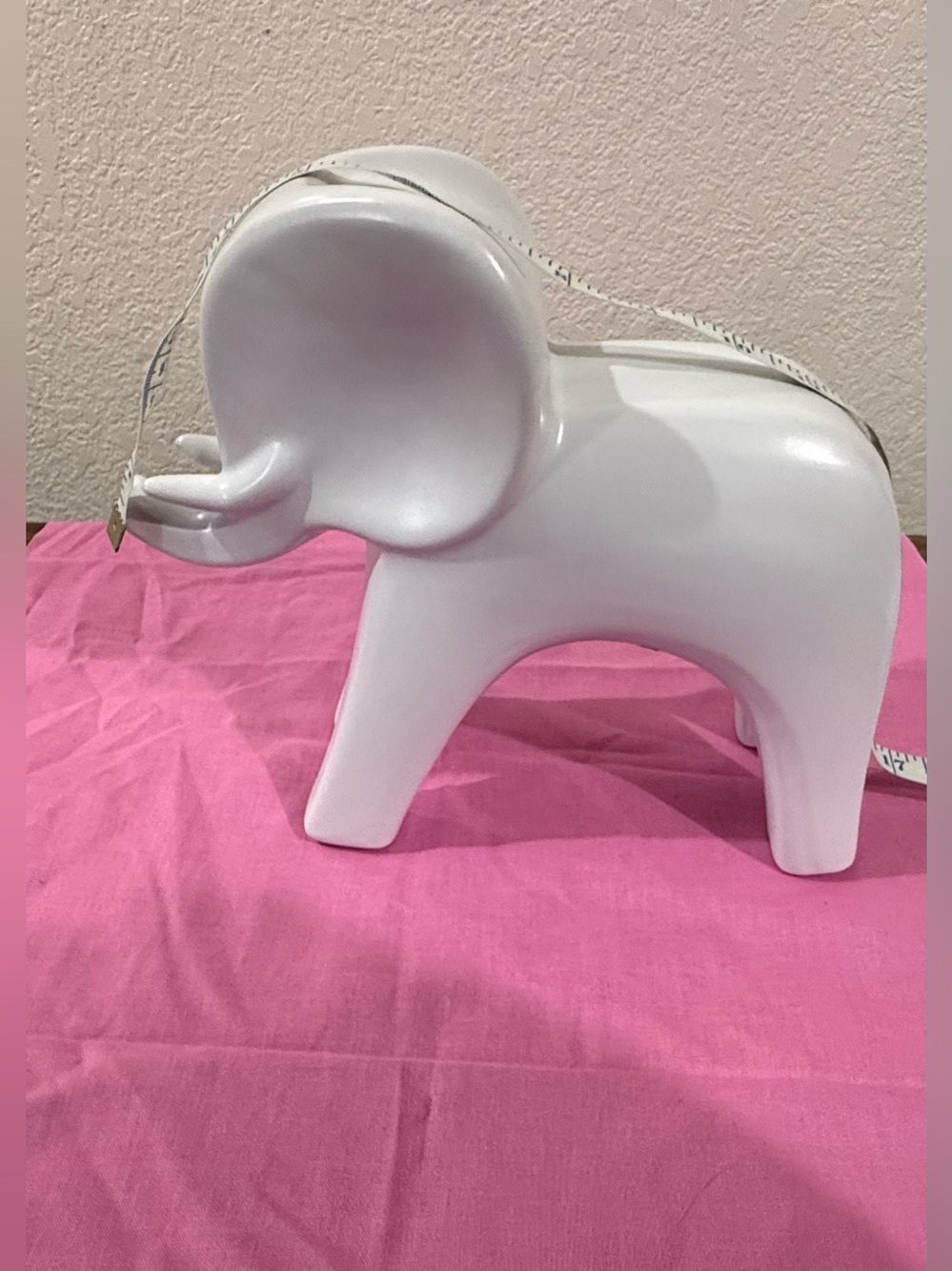 White Ceramic Elephant Figurine Decorative Accent Statue